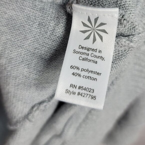 Athleta Open Cardigan Sweater Gray Large Mesh Back Long Sleeve Waterfall READ - Picture 7 of 8